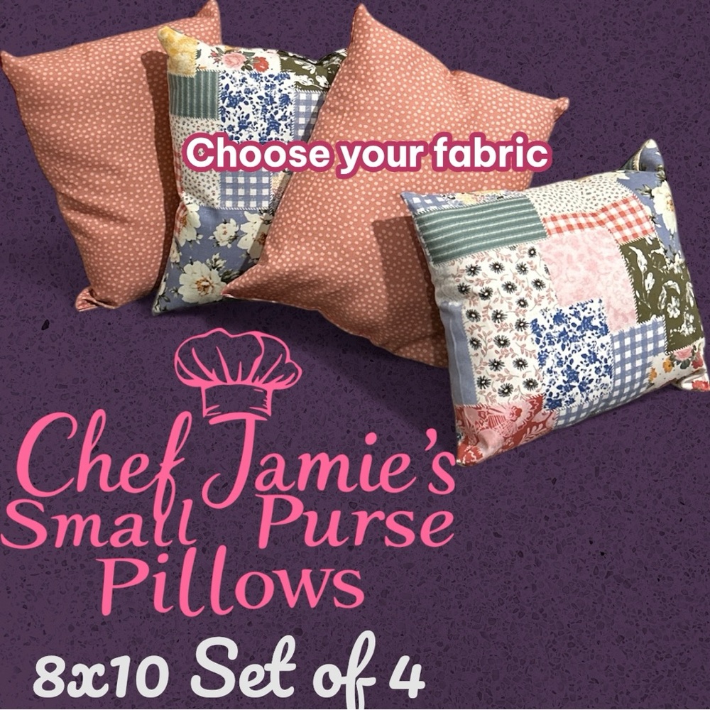 Purse Pillows Size Small Set of 4 (8x9)ish Hand Crafted by Chef Jamie